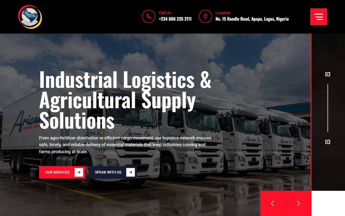 African Development Industry Ltd website designed by Topweb Technologies