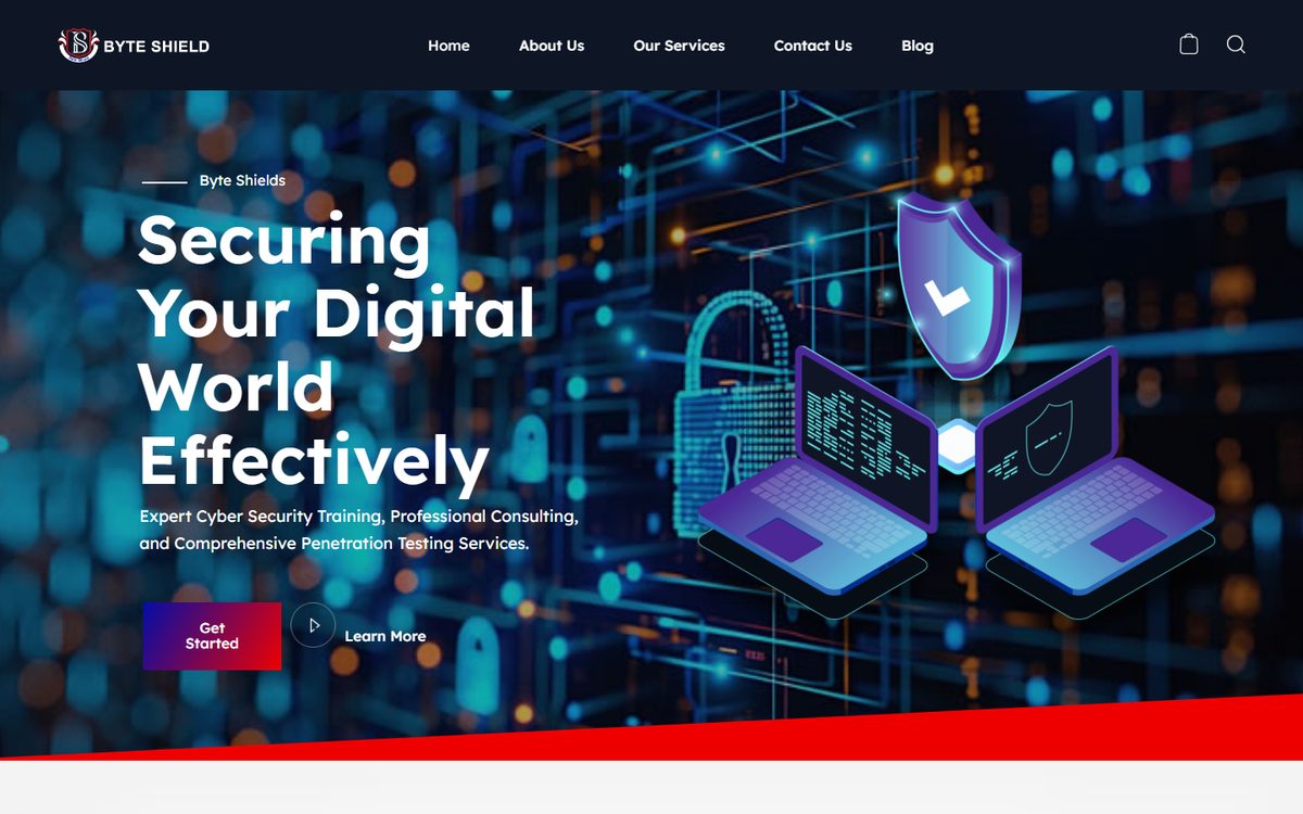 Byte Shields website designed by Topweb Technologies