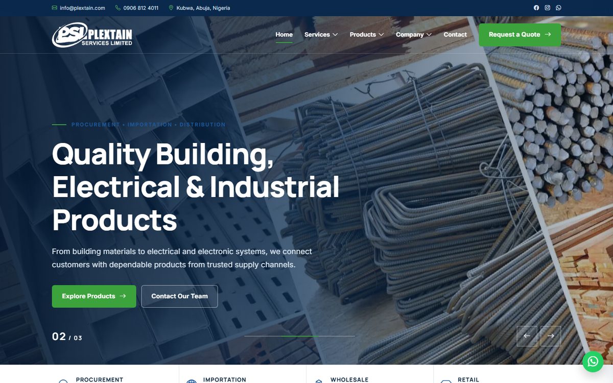 Plextain Services Ltd website designed by Topweb Technologies