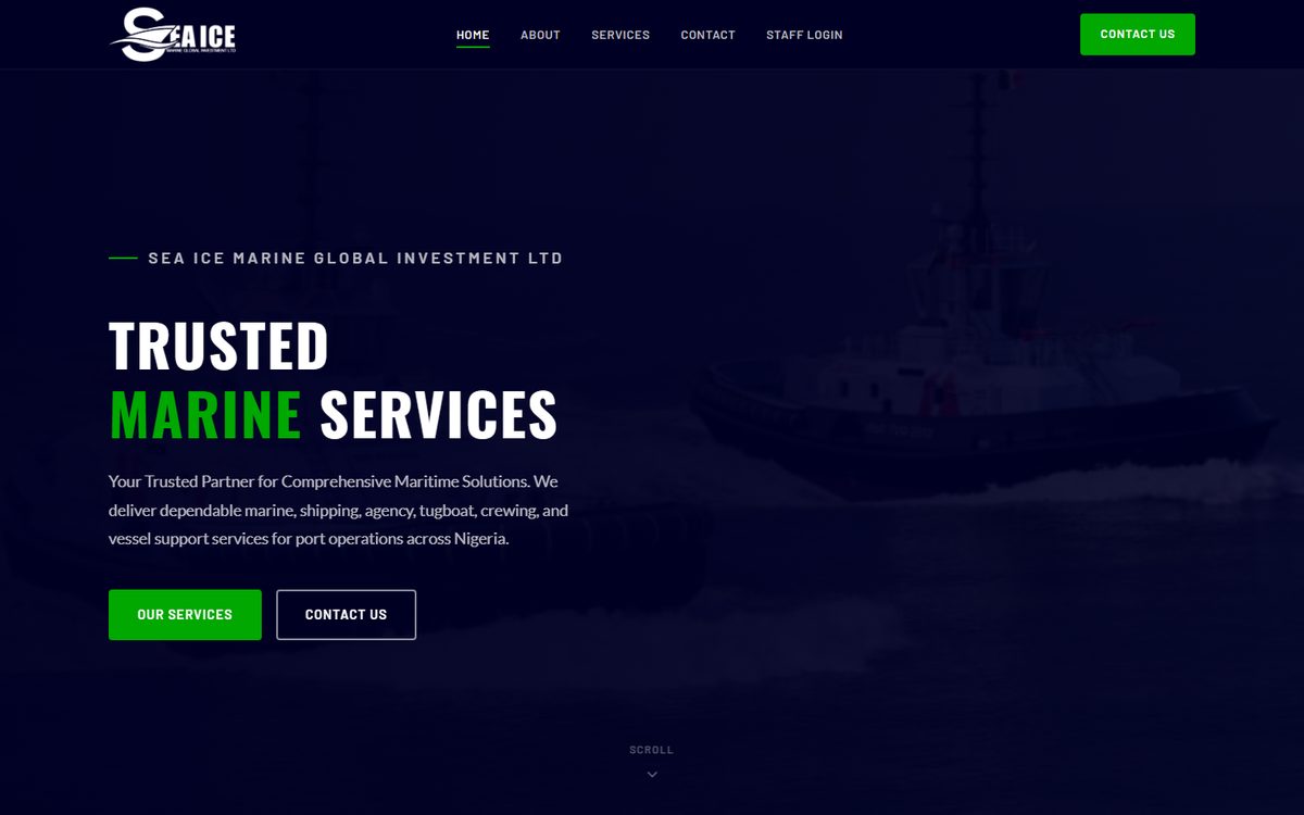 Sea Ice Marine Global Investment website designed by Topweb Technologies